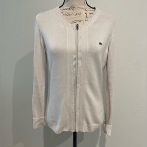 🍂 Lacoste Cream zip up Women's Sweater EUC